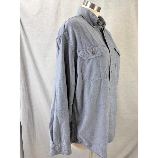 Carhartt Womens Blue Chambray Button Down‎ Shirt 100% Cotton Long Sleeve M - Image 8