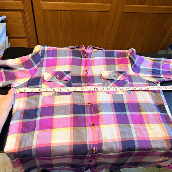 American Eagle Size XL Women's Purple Plaid Button Down Shirt 100% Cotton - Image 6