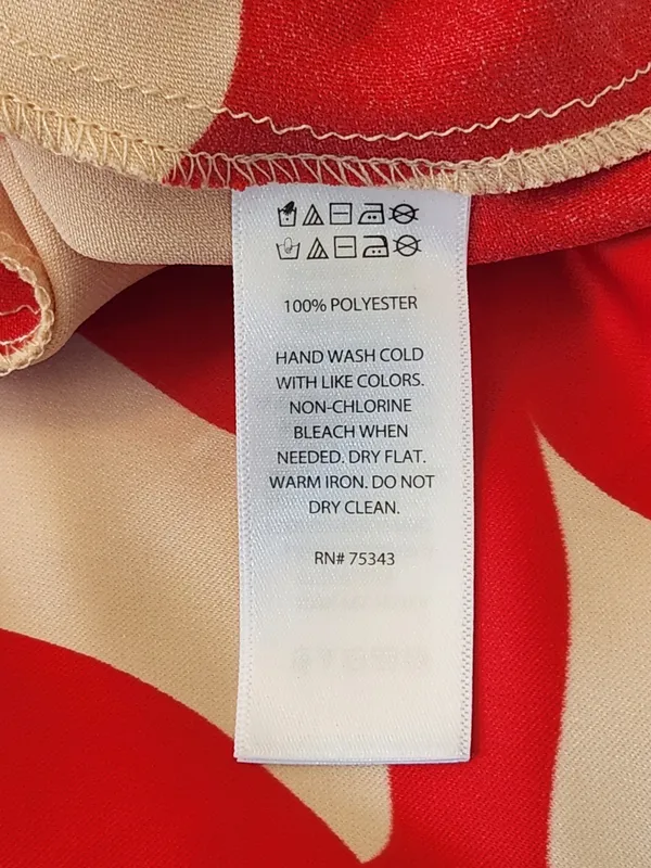 House of Harlow Red and Cream Tropical Print Satin Strapless Maxi Dress Size Med - Image 9