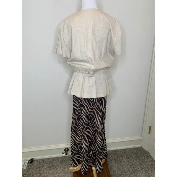 Studio I Mixed Print Safari Style Dress Zebra Print Skirt Sz Medium / Large - Image 3