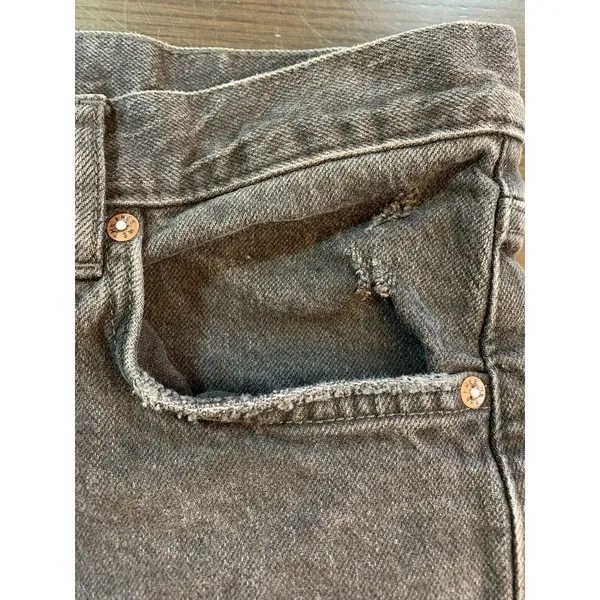 We The Free People‎ Distressed Black Jeans 30 Button Fly Denim Actual 34x29.5 - Image 8