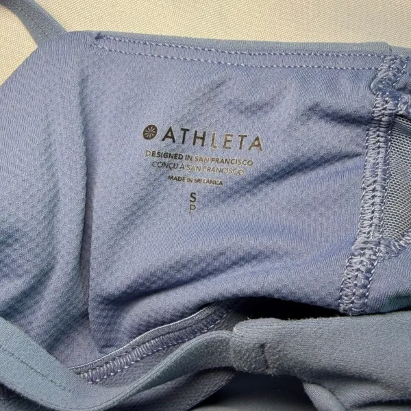 Athleta Elation V-Neck Longline Sports Bra Size Small Cottage Blue - Image 4