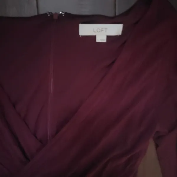 LOFT Wine Long-Sleeve Wrap-Style Sheath Dress Size Small - Image 2