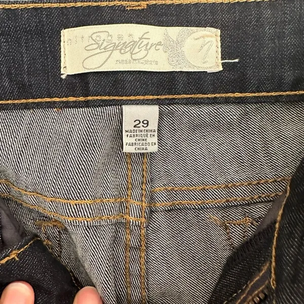 Nitrogen Signature Womens dark Blue Cotton Denim flared Jeans Size 29 - Image 2