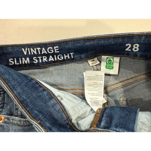 J Crew Vintage Slim Straight Jeans Women 27** High Rise Stretch Travel Vacation - Image 3