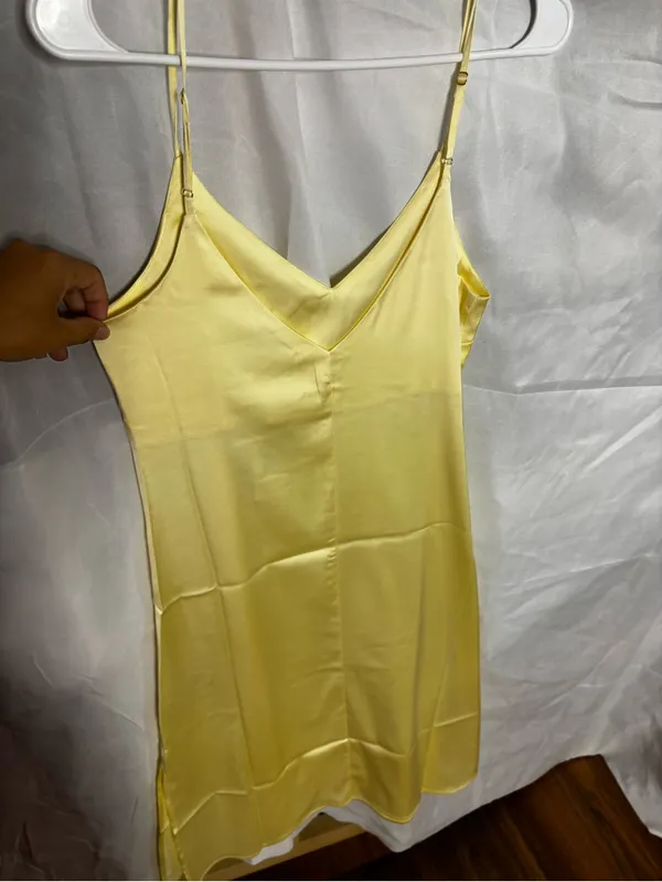 Light Yellow Satin Slip Dress - Unbranded - Image 3