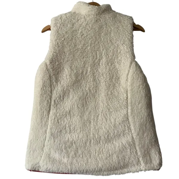 NBA Bulls Red Puffer Sherpa Vest Reversible‎ Womens Large Full Zip Sleeveless - Image 4