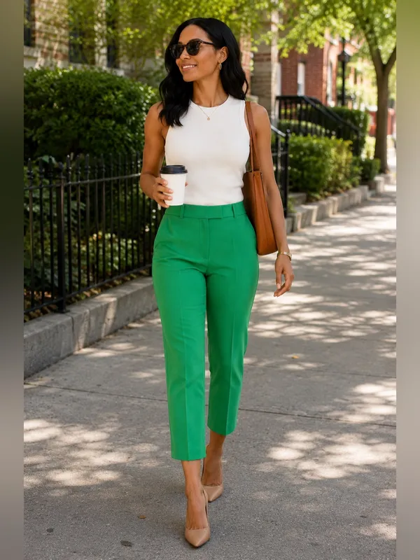 J.Crew Kelsey Pants Size 8 Bright Green Cropped Straight Leg NWT - Image 8