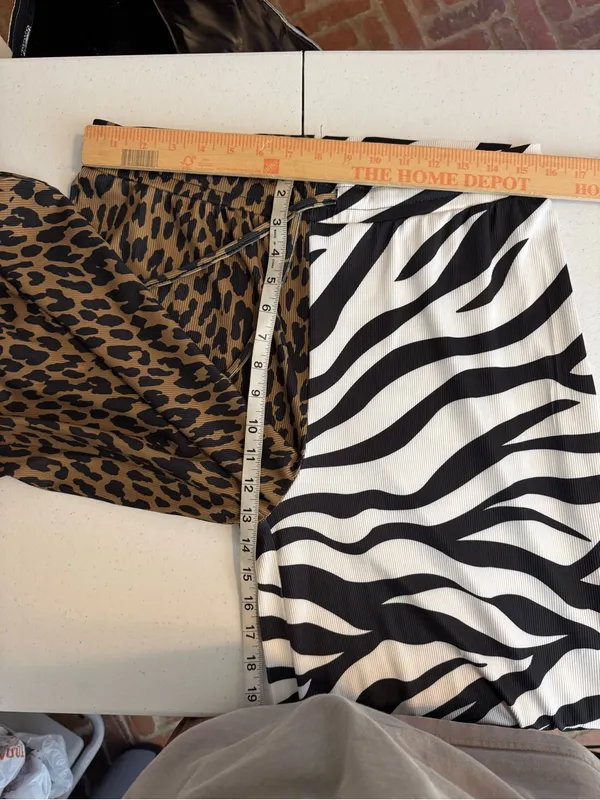 EMY Ave Leopard & Zebra Print Wide leg pants Brown/Black & White Large XL fun - Image 3