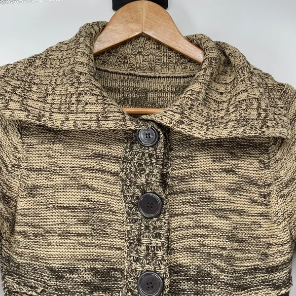 Womens Marled Knit Cardigan Sweater Button‎ Front Shawl Collar Pockets Small - Image 3