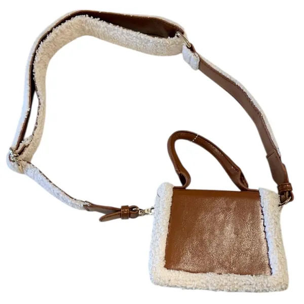 Forever 21 Light Brown and Cream Faux Shearling-Trim Crossbody Mini Bag - Image 8