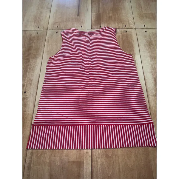 Jones New York Signature Red White‎ Striped Sleeveless Top Shirt Womens Size L - Image 6