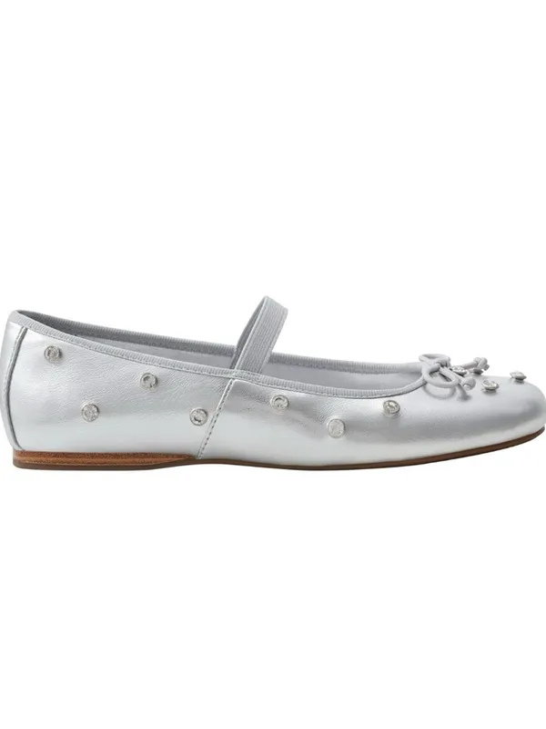Bandolino Women' 5 Prity Mary Jane Embellished Ballet Silver Flats New - Image 5