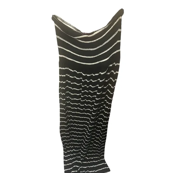 Zenana Striped Black & White Maxi Strapless Dress Small - Image 3