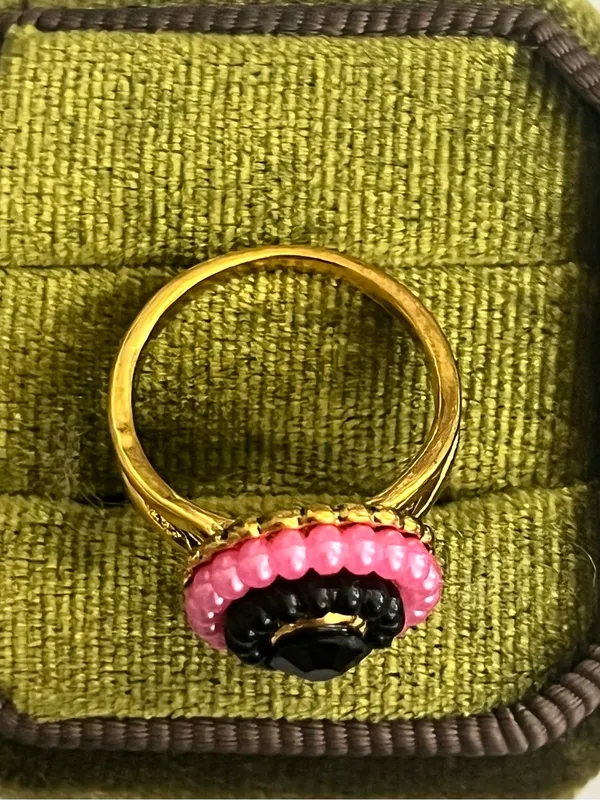 Vintage/Bohemian Design Stainless Steel Golden w/ Gemstones Statement Ring S 6 - Image 3