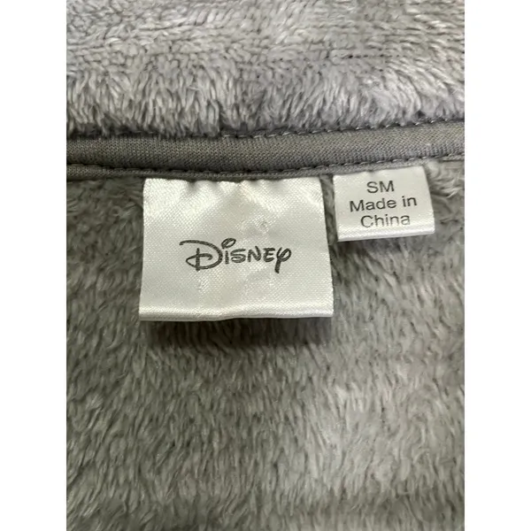 Disney Winnie the Pooh Gray Plush Quarter Zip Fleece Pullover Small Y2K Cozy - Image 5