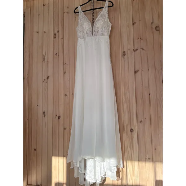 NWT Lulus Forever Promised White Chiffon Embroidered Sequin Maxi Dress Bridal L - Image 2