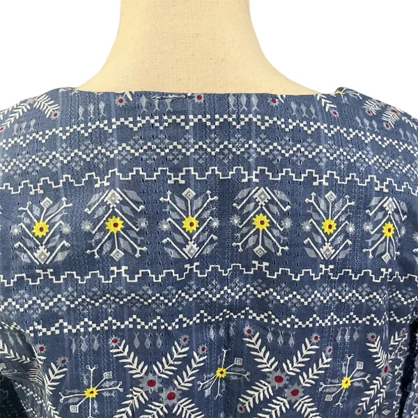 Forever That Girl Anthropologie Wmn's Blue Top Sz S Smocked Embroidered Festival - Image 5