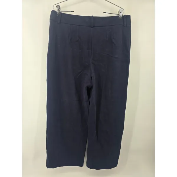 Talbots Sailor Pants Womens 14 Wide Leg Cropped Navy Blue Crest Button EUC - Image 4