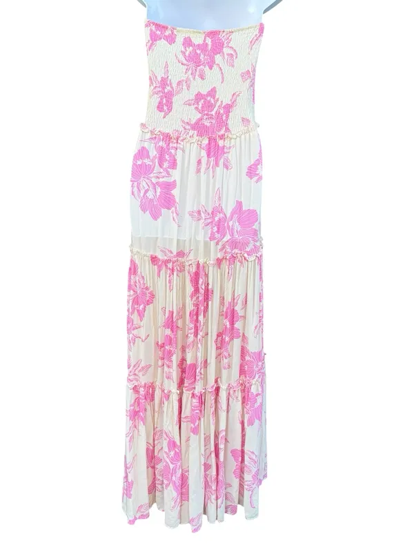 LIKE NEW Anthropologie Abel the Label Floral Smocked Tiered Strapless Maxi Dress - Image 3