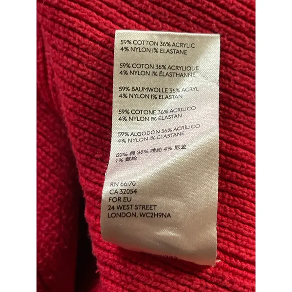 Free People Women's Red Ribbed Mock Neck Long Sleeve Sweatshirt Sweater Top M - Image 8