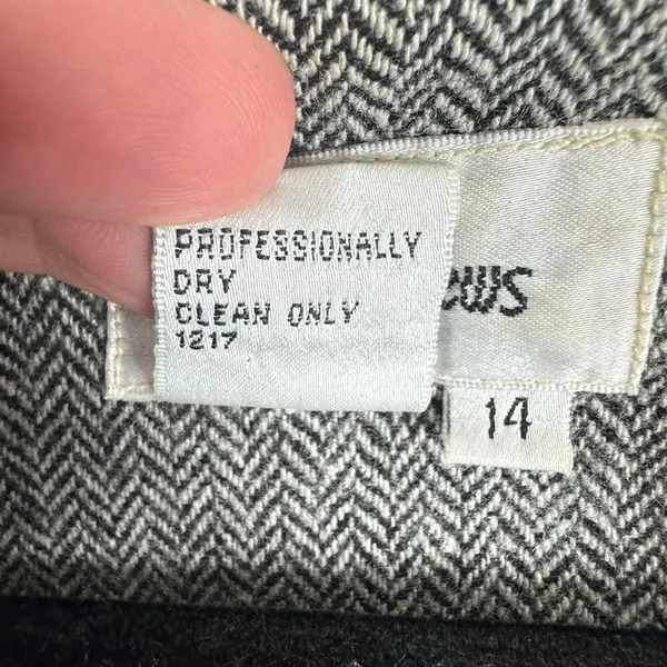 Newport News Vintage Black‎ White Chevron Wool Tweed Long Button Up Pea Coat 14 - Image 6
