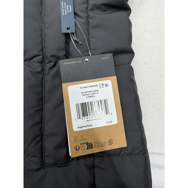 The North Face Womens Gotham Parka 600 Down Hooded Grey NWT Size XS $270 MSRP - Image 9
