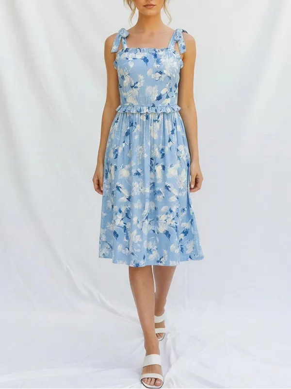 MISA LOS ANGELES Primrose Midi Dress, Blue Washed Wildflower, Small - Image 3
