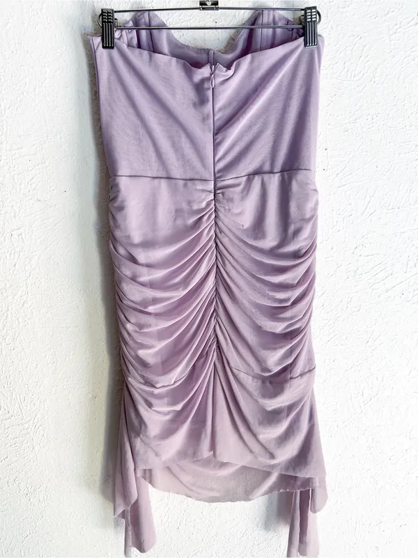Oh Polly Agate Lilac Rhinestone Corset Ruched Strapless Mini Dress US 8 - Image 5
