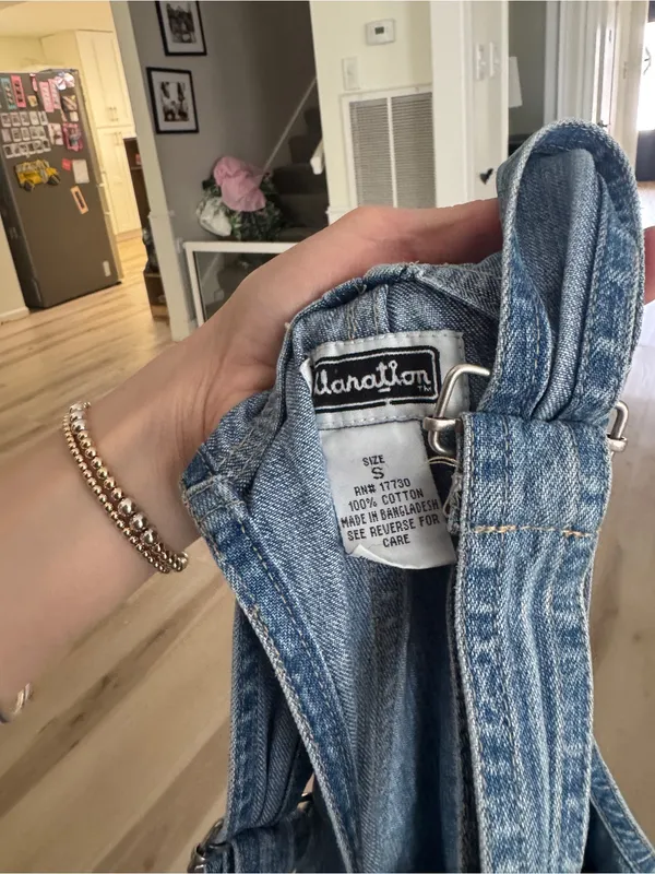 Vintage y2k Xhilaration denim overalls wide leg light wash 90s mom baggy - Image 2