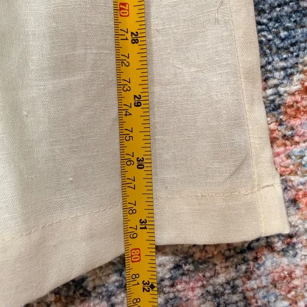 Cream 100% Linen Straight Leg Pants Coastal Summer Trousers Womens Medium - Image 8