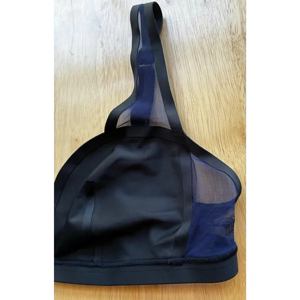 Victoria's Secret Bralette Satin Mesh Black Blue XL NWOT - Image 2