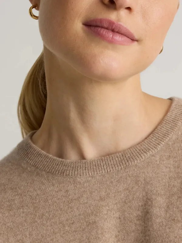 Quince Mongolian Cashmere Crewneck Sweater - Oatmeal - Image 3