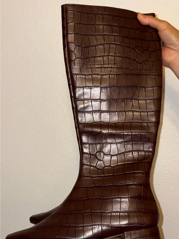Gianni Bini Brown Crocodile Embossed Tall Knee High Boots Size 7.5M NWOB - Image 10