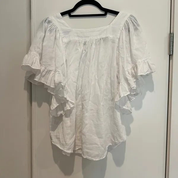 Mustard Seed White Ruffle Sleeve Women's Top - Image 2