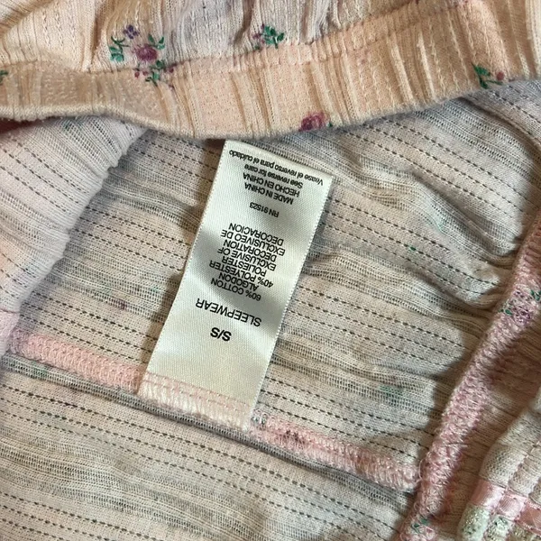 Whispers Vintage Pointelle Pink Floral Two Piece Pajama Set Size Small - Image 7