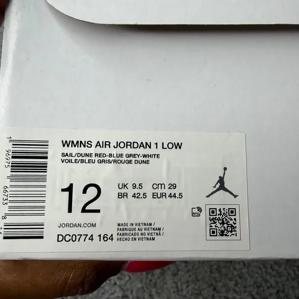 Nike Womens Air Jordan 1 Low Sail Dune Red Blue Grey DC0774-164 Size 12 - Image 8