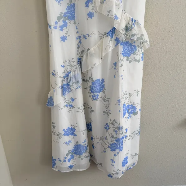 BP‎ Blue Floral Ruffle Maxi Dress Womens Small Chiffon Sleeveless Soft Fairy - Image 4
