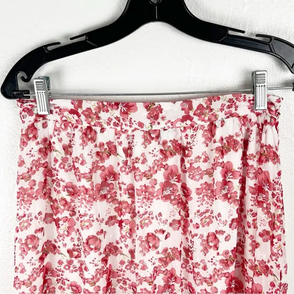 LULUS Sweetly Blooming Ivory Floral Lined Tiered Maxi Skirt Medium Boho Casual - Image 6