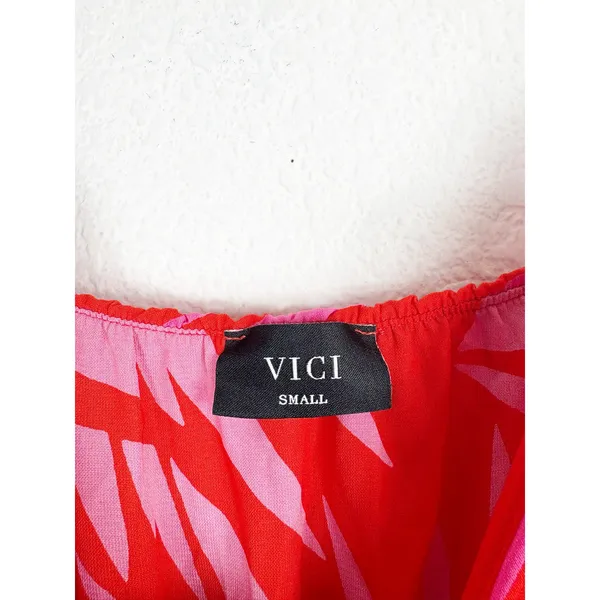 Vici Pink Red Tropical Print Maxi Dress Small Sleeveless Beach Vacation - Image 6