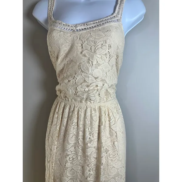 Bar III Womens Ivory Floral Lace Sleeveless Maxi Dress Cream Boho Cottagecore XL - Image 3