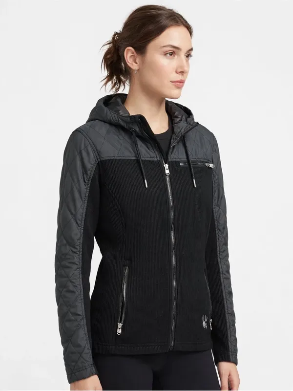 Spyder Black Quilted Lightweight Hooded Unisex Jacket Size SP - Image 3