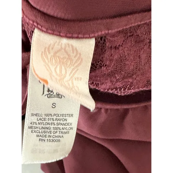 Hot As Hell Mama Jen Bodysuit Top Womens S Wine Sheer Lace Open Back Y2K - Image 7