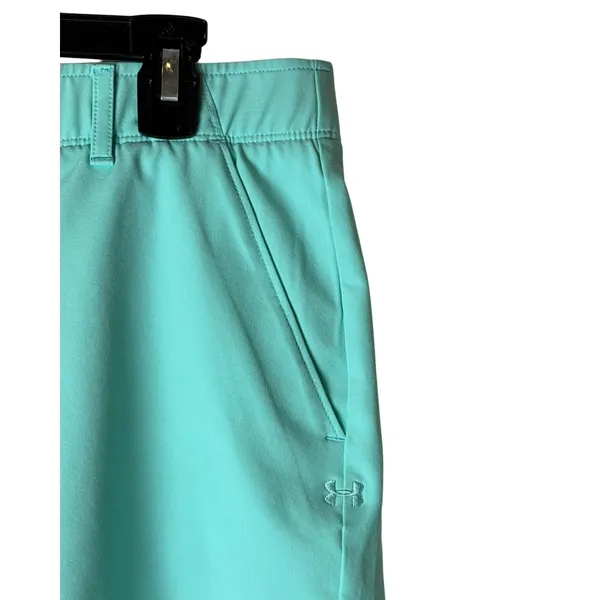 Under Armour Shorts Women 12 Turquoise HeatGear Fitted Athleisure Golf Gorpcore - Image 4