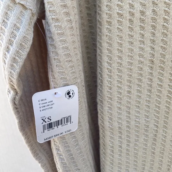 NWT Free People XS Cream Juicy Cowl Neck Long Sleeve Waffle Knit thermal top - Image 7