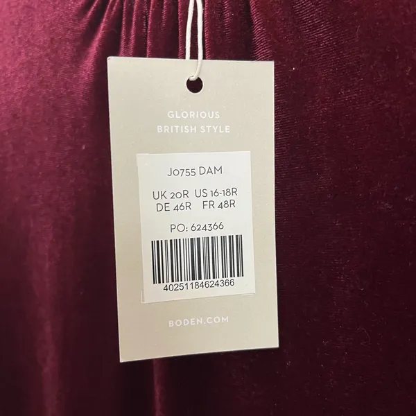 Boden Burgundy Velvet Shift Dress 16-18R Wedding Guest Holiday Classic NEW - Image 5