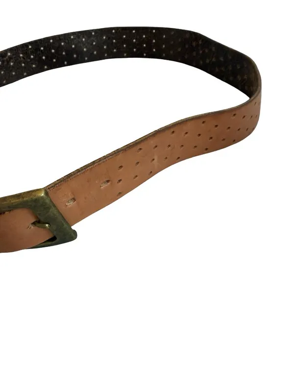 100% Leather Brown Belt Perforated Hole Detail Versatile Everyday Luxury - Image 6
