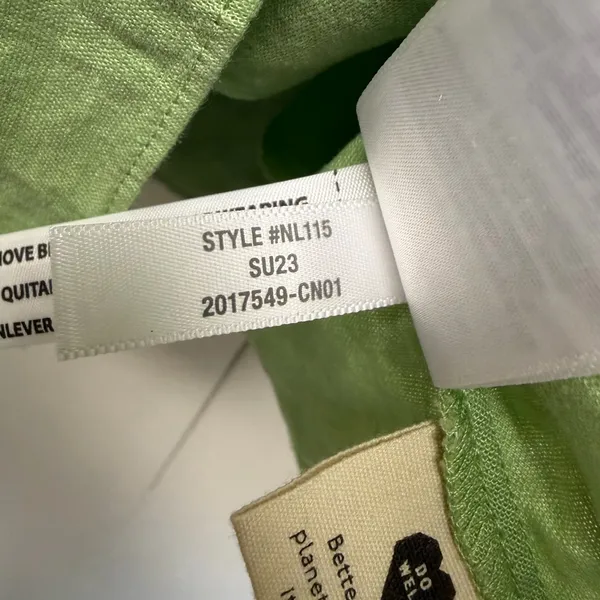 NWT MADEWELL Linen Sophia Deep V Mini Seedling Green Dress Medium - Image 10