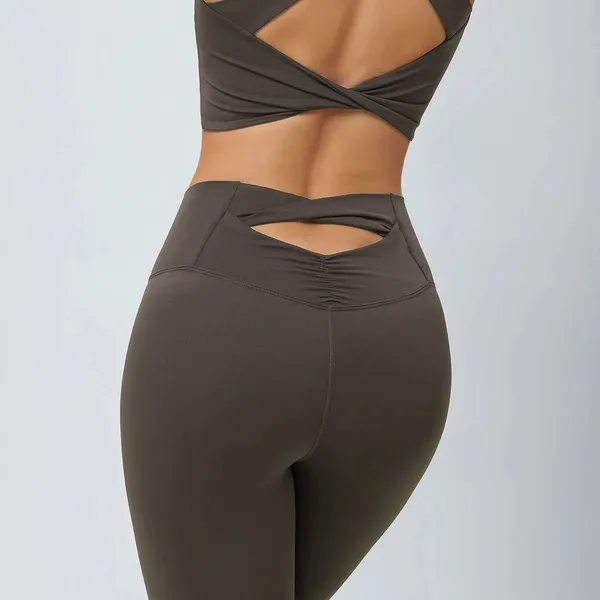 Berlook Activewear Dark Coffee Cut Out Leggings 24” - Image 6