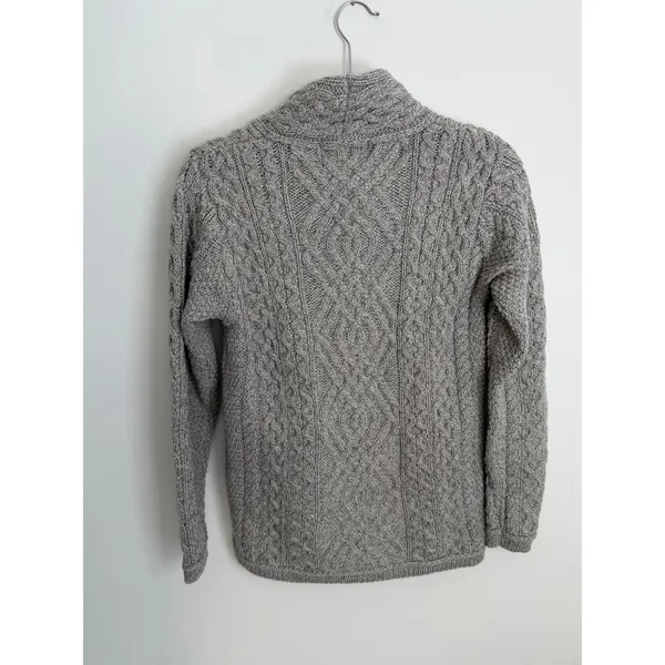 Aran Crafts cable-knit merino wool zippered front coatigan size XS - Image 3